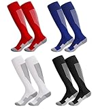 Utensilsto 4 Paar Fußballsocken Kinder 35-38 Sportsocken Lange Fußball Socken Atmungsaktiv...