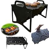 Tragbarer Grill, Holzkohlegrill, faltbar, Mini-Grill mit Tragegriff, Maße 40 x 22 x 10 cm, einfach...