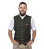 Schöneberger Trachten Herren Trachtenweste Grün-Olive – Vintage Lodenweste für Oktoberfest |...