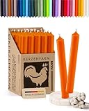 Stabkerzen Orange, 10 Stück, 180mm x 22mm, Durchgefärbte Spitzkerzen, 8+ Stunden Brenndauer, Made...