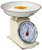 DanDiBo Küchenwaage Waage Analog Retro Mechanisch mit Schüssel bis 3kg Vintage Beige Tara Funktion
