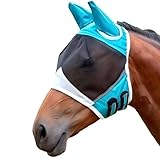 Vivi Bear Fliegenmaske für Pferde mit UV-Schutz & Ohrenschutz – Atmungsaktive Fliegenhaube aus...