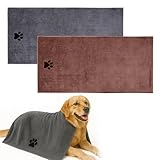 KAIYAYA 2 Stück Hundehandtuch Extra Saugfähig, 75 x 35 cm Hunde Handtuch Grau Mikrofaser Handtuch...