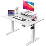 JUMMICO Höhenverstellbarer Schreibtisch mit Monitorständer, Elektrisch Schreibtisch Steh-Sitz,...