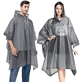 Gerhannery 2 Stück Regenponcho Wiederverwendbarer, Regenponcho mit Kapuze für Erwachsene,...