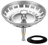 HUAERSICO Abflusssieb küchenspüle Ø 79-80 mm - Siebkörbchen Abflussstopfen - Höhenverstellbarer...
