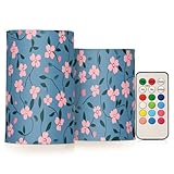 miaozhen Kleine rosa Blumen, marineblauer Hintergrund, batteriebetriebene Stumpenkerzen, künstliche...