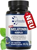 Vihado Melatonin Tabletten hochdosiert - 370 Nächte FORTE Komplex vegan - Rein ohne Zusätze - Plus...