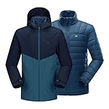 33,000ft 3-in-1 Herren Doppeljacke Wasserdichte 10000MM Regenjacke Winddichte Softshelljacke Warme...