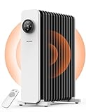 PELONIS 13 Rippen Ölradiator 2500W mit Fernbedienung, Mobile Elektroheizung mit Thermostat, 24h...