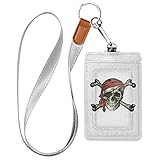 Retro Ausweishalter aus PU-Leder mit 3 Kartenfächern, Bandana mit Umhängeband, 3 Kartenfächer,...