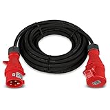 REV CEE Verlängerung – Verlängerungskabel außen IP44 – Starkstromkabel 10m, 11000W, 400V –...