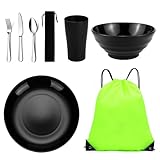 Jeinbuil Camping Besteck Set Camping Geschirr Set wiederverwendbarer Leichter Becher, Schalen,...