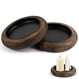 Kerzenteller, 2 Stück Holz Kerzenhalter für Stumpenkerzen, Kerzenuntersetzer Tablett, 8 cm...