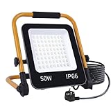 Fosingut LED Baustrahler 50W,5000LM LED Strahler Arbeitsleuchte mit Ständer/2m Kabel/EU...