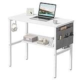 CubiCubi Schreibtisch, 80 x 40 cm Computertisch, Schreibtisch Klein PC-Tisch Stabil, Weiß