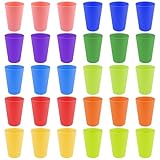 Elsrantor 30 Stück Bunt Plastikbecher Wiederverwendbare, 10 Farben Trinkbecher Kinder, 260ml Becher...