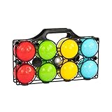 Idena - Boccia Spiel mit 8 farbigen Kugeln, Zielkugel und Tragekorb, Geschicklichkeitsspiel für...