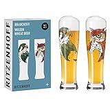 RITZENHOFF 6021002 Weizenbierglas 646 ml 2er Set - Serie Brauchzeit - Motiv Vögel, mehrfarbig -...