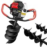 PixCy 199cc 4 Takt Erdlochbohrer,Erdbohrer Benzinmotor,5.2PS + 3 Bohrer (100/150/300mm)...