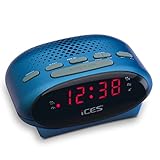 Ices ICR-210 Blue - FM Uhrenradio - Radiowecker mit 2 Weckzeiten - PLL FM - Schlummerfunktion -...