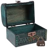 TOPPERFUN Antike Kleine Holzkiste Schmuckaufbewahrungsbox Vintage Schatztruhe mit Dekorativem Druck...