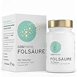 Folsäure Tabletten - Hochdosiert mit 800 μg Folat (Metafolin) und 25 μg Vitamin B12 pro Tablette...