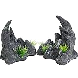 Ctpeng Aquarium Deko,Canyon Felsen aus Kunstharz, ideal für Betta,Garnelen Versteck,2er-Set...