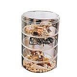 EXQUILEG Schmuck Organizer Box, 360 ° drehbar Kosmetik Aufbewahrungs Spinhalter,Schichten Clear...