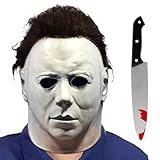 Michael Myers Maske für Kinder Michael Myers Halbgesichtsmaske mit Elastischem Band Blutiges Messer...