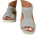 Damen Sandalen Sommer, Orthopädische Sandalen Damen - Breite Füße Plateau Schlappen Mit Fußbett...