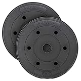 MAXXIVA® Hantelscheiben-Set Zement 2 x 5 kg Ersatz-Gewichte Gewichtsscheiben für Krafttraining...