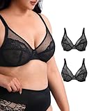 ZEBELL Minimizer-BHs für Damen, 2er-Pack, volle Abdeckung, Bügel-Spitzenbralette, Übergröße,...