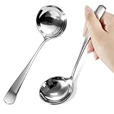 2 Stück Edelstahl Silber Suppenschöpfer 20cm, Suppenkelle 304 Edelstahl, Schöpfkelle Edelstahl,...