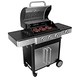 Black+Decker Gasgrill BXOG12950E | 3 Brenner 3,6 kW + Seite 2,1 kW | Gusseisengrill | einfache...