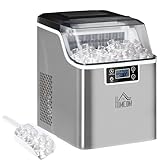 HOMCOM Eiswürfelmaschine, Ice Maker Edelstahl 24 Eiswürfel in 14-18 Min., 20kg/24h, 3,2L...