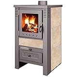 ProTermo Nova G Beige Kaminofen mit Schamottsteinen - 7,5 kW Heizleistung - 82x48x48cm Kaminofen...