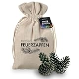 NaturFabrik Zündfabrik (Feuerzapfen 32 Stück) inkl. Aufbewahrungsbeutel | Feuerpulver für buntes...