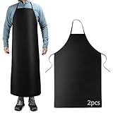 QWORK® 2 Pack schwarze wasserdichte Lederschürze, Robuste Arbeitsschürze, für Küche,...
