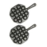 DOITOOL 2 Stück Antihaft Takoyaki Backblech aus Gusseisen mit 12 Mulden Verschleißfest Rostfrei...