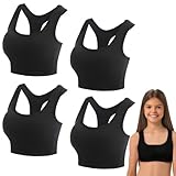Vimmvid 4 Stück Sport BH Mädchen, Tops Teenager Mädchen Weiche Bequeme Baumwolle Bustier...