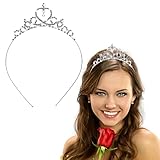 WLLHYF Silber Prinzessin Krone Kristall Schärpe Tiara Strass Stirnband Haarschmuck für Geburtstag...