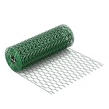 Wiltec Maschendrahtzaun Grün 120 cm x10 m, 0,6 mm Stärke 25x25 mm Maschengröße, Volierendraht...