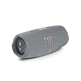 JBL Charge 5 Bluetooth-Lautsprecher in Grau – Wasserfeste, portable Boombox mit integrierter...