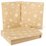 50 Stk 13x18cm Papiertüten Schneeflocken Mini Geschenktüten Kraftpapier Tüten Papier Beutel Klein...