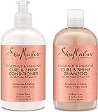 Shea Moisture Coconut & Hibiscus Curl & Shine Shampoo and Conditioner Set W/silk Protein and Neem...