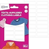 AVERY Zweckform ETVET36 Namensaufkleber wasserfest für Kleidung 36 Stück (13x45mm, Vinyl-Folie,...