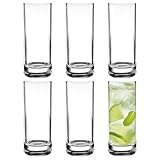 Glasbecher, 290 ml hohe Glasbecher, wiederverwendbar, 6 Stück, für Wasser, Whiskey, Bier, Wein,...