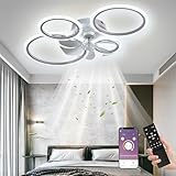 MiiR LED Deckenventilator mit Beleuchtung, 85CM Lampe mit Ventilator Und Fernbedienung APP, 60W...