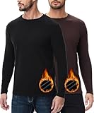 HUGE SPORTS Herren Thermoshirt Langarm Innenfleece Thermounterwäsche Oberteile Warme...